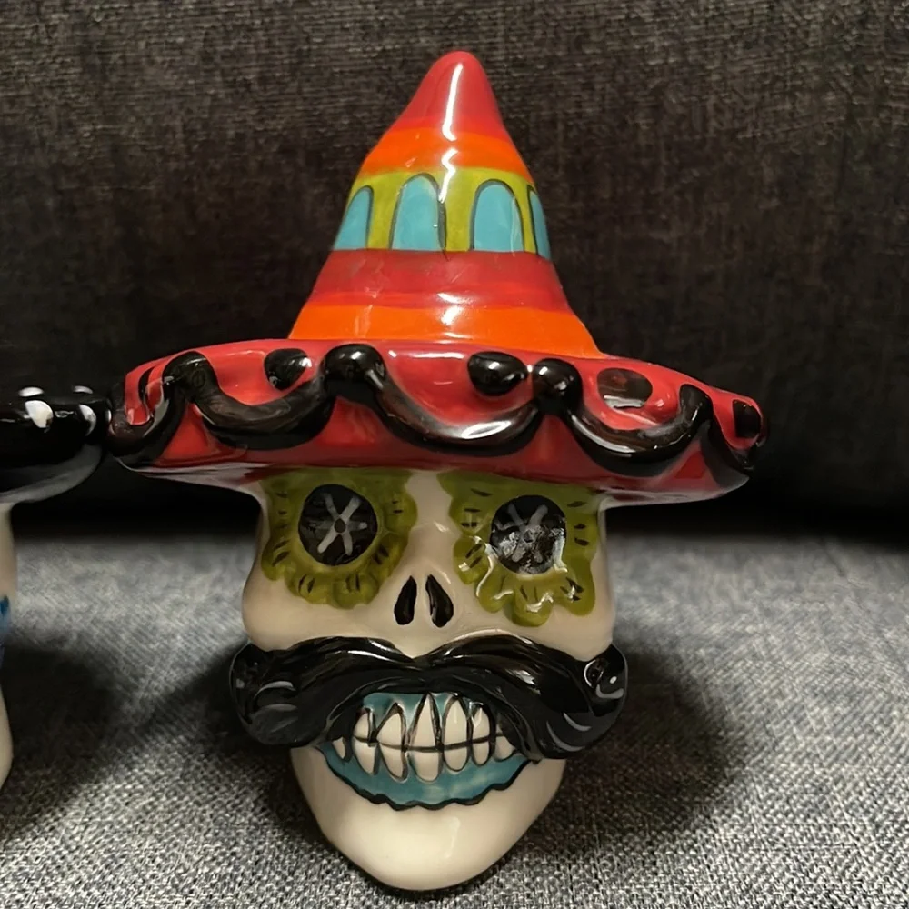 Blue Sky Sugar Skull Salt & Pepper Set